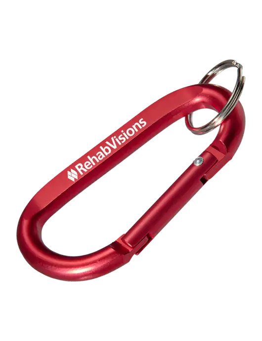 Red Carabiner & Key Ring w/RehabVisions Logo