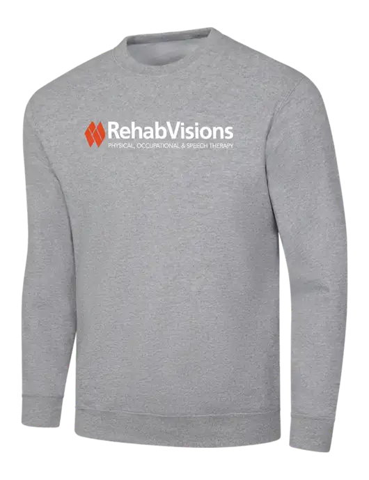 Light Grey Heather 7.8 oz Ring Spun Crew Sweatshirt w/RehabVisions Logo