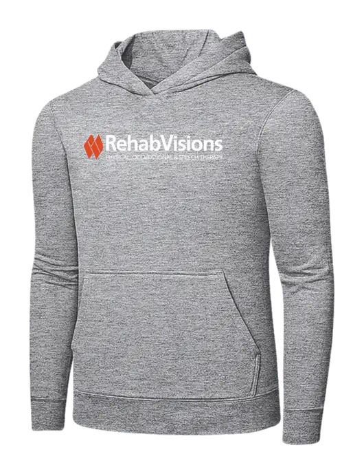 Light Grey Heather 7.8 oz Ring Spun Hooded Sweatshirt w/RehabVisions Logo
