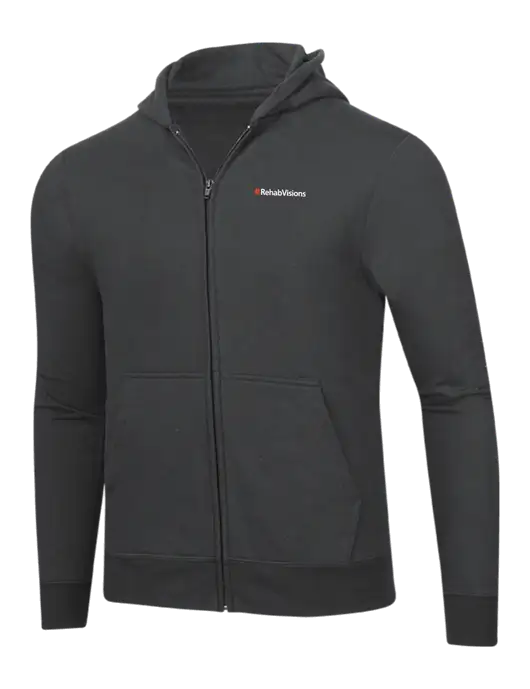 Charcoal 8.5 oz Ring Spun Zip Hooded Sweatshirt w/RehabVisions Logo