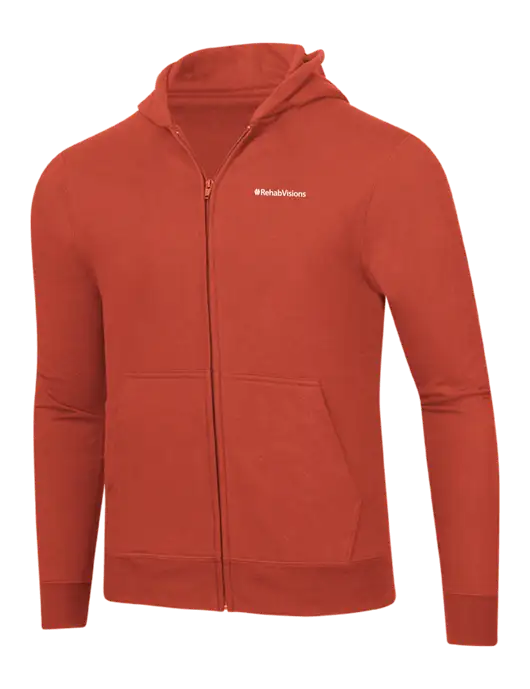 Orange 8.5 oz Ring Spun Zip Hooded Sweatshirt w/RehabVisions Logo