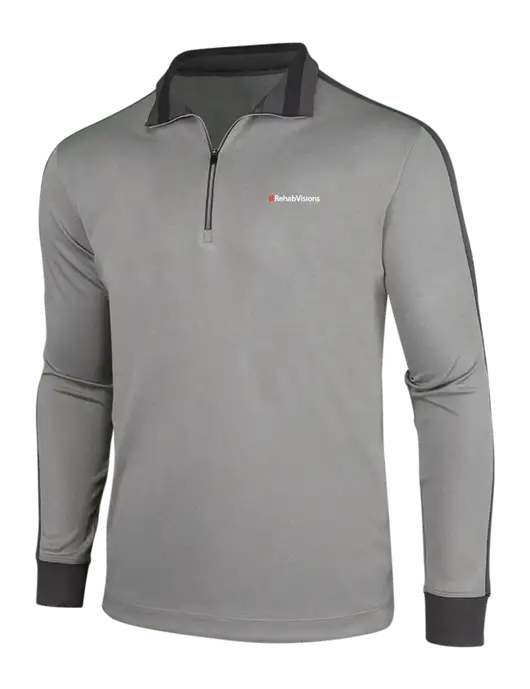 NIKE Athletic Grey/Heather Dark Grey Dry-Fit 1/2 Zip Cover-Up w/RehabVisions Logo