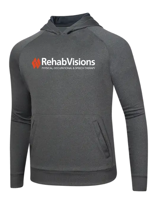 Tech Graphite Heather Fleece Hooded Sweatshirt w/RehabVisions Logo