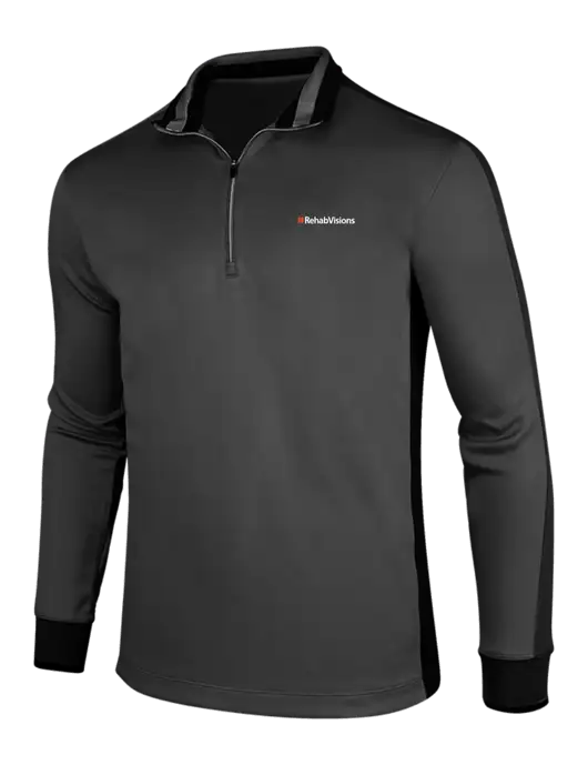NIKE Anthracite Heather/Black Dry-Fit 1/2 Zip Cover-Up w/RehabVisions Logo