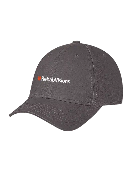Medium Dark Grey Structured Soft Snap Closure Hook & Loop Cap w/RehabVisions Logo