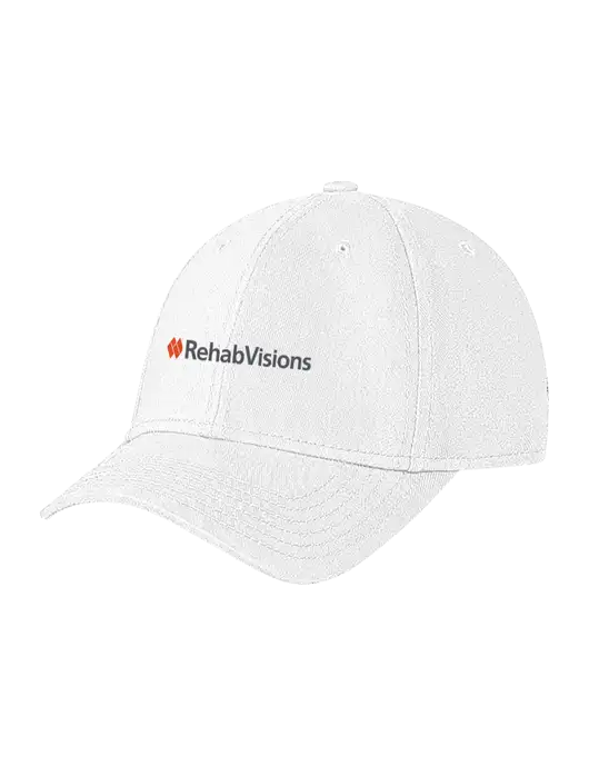 White Structured Soft Snap Closure Hook & Loop Cap w/RehabVisions Logo