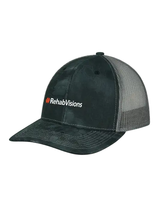 Camo Premium Modern Kryptek Typhon/Charcoal Snapback Trucker Cap w/RehabVisions Logo