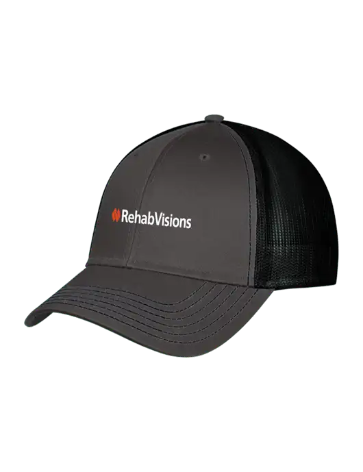 Charcoal & Black Mesh Trucker Cap Snap Back w/RehabVisions Logo
