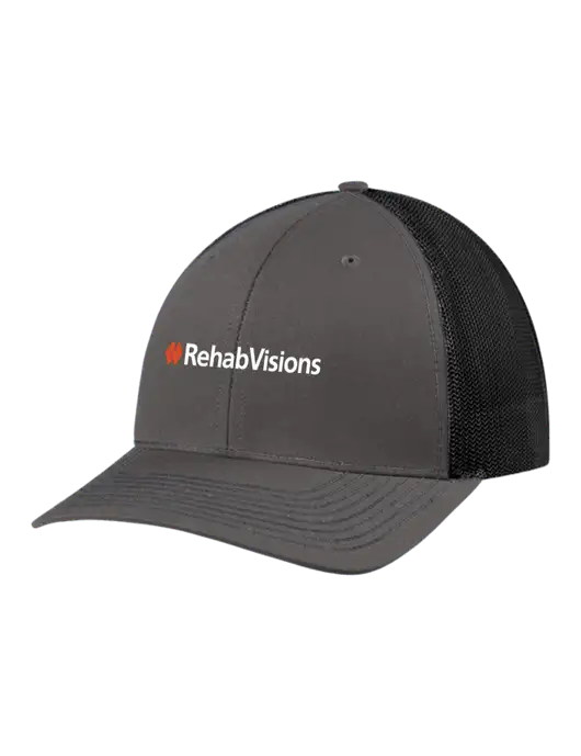 Richardson Adjustable Snapback Original 112 Trucker Cap Dark Grey w/Black Mesh w/RehabVisions Logo