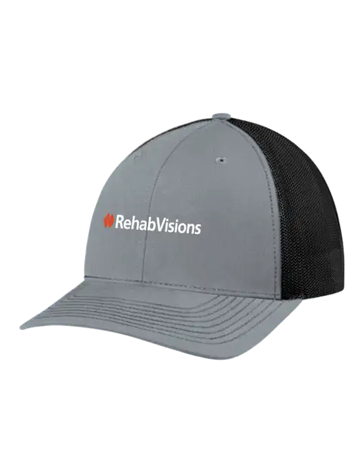 Richardson Adjustable Snapback Original 112 Trucker Cap Heather Grey w/Black Mesh w/RehabVisions Logo
