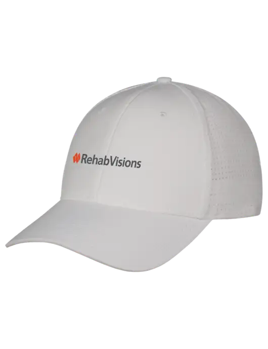 White Performance Stretchable Cap Hook & Loop w/RehabVisions Logo