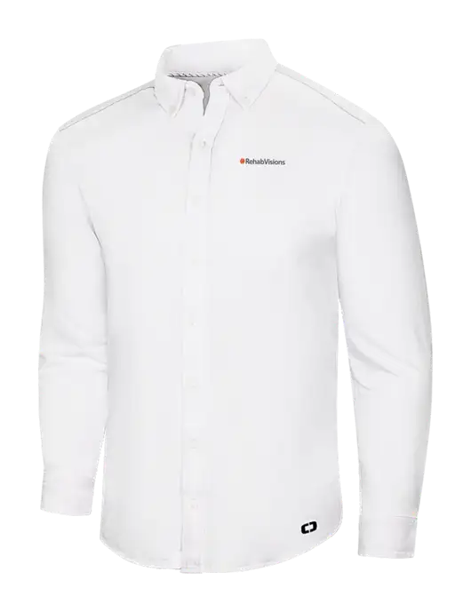 OGIO Bright White Modern Code Stretch Button-Up Shirt w/RehabVisions Logo