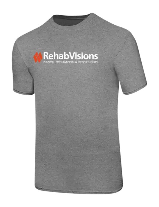 Ring Spun Light Heather Grey 4.5 oz T-Shirt w/RehabVisions Logo