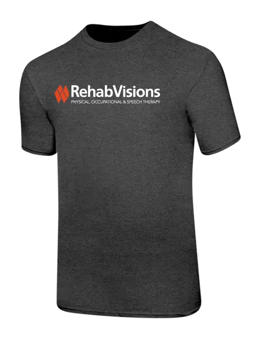 Ring Spun Dark Heather Grey 4.5 oz T-Shirt w/RehabVisions Logo