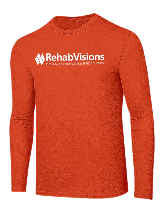 Ring Spun Orange 4.5 oz Long Sleeve T-Shirt w/RehabVisions Logo
