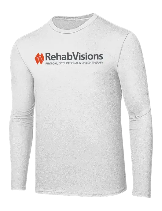 Ring Spun White 4.5 oz Long Sleeve T-Shirt w/RehabVisions Logo
