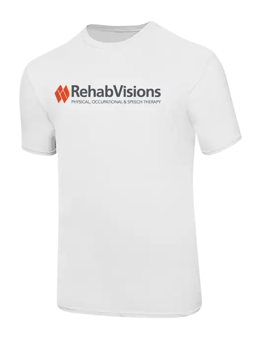 Ring Spun White 4.5 oz T-Shirt w/RehabVisions Logo