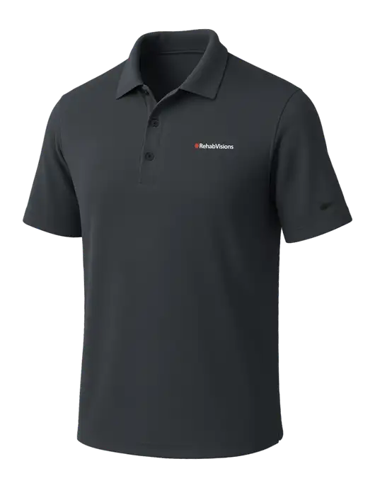 NIKE Dark Grey Dri-Fit Micro Pique Polo w/RehabVisions Logo