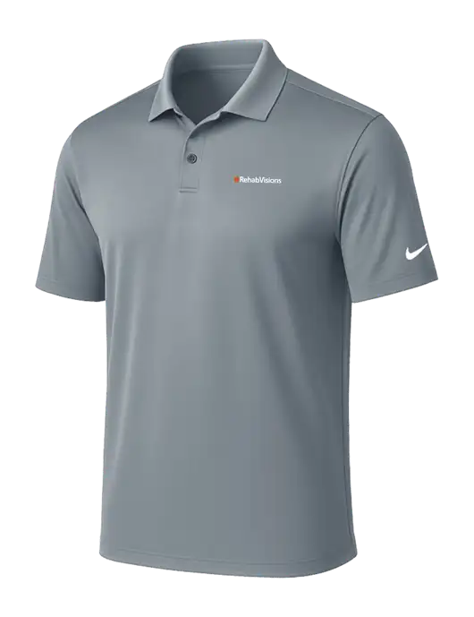 NIKE Medium Grey Victory Solid Polo w/RehabVisions Logo