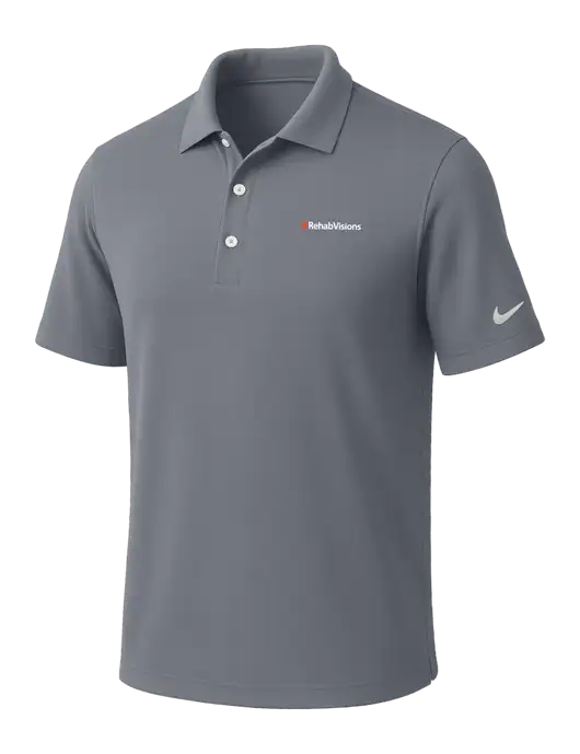 NIKE Medium Grey Dri-Fit Micro Pique Polo w/RehabVisions Logo