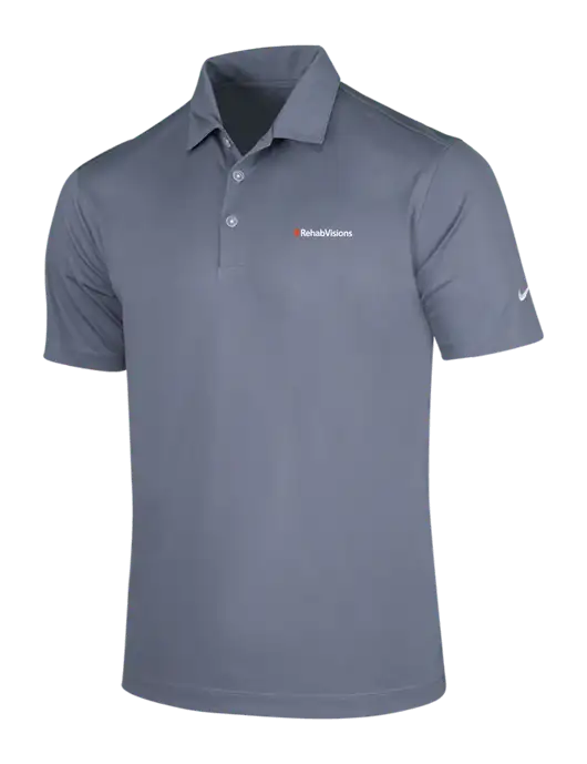 NIKE Medium Grey Dri-Fit Vertical Mesh Polo w/RehabVisions Logo
