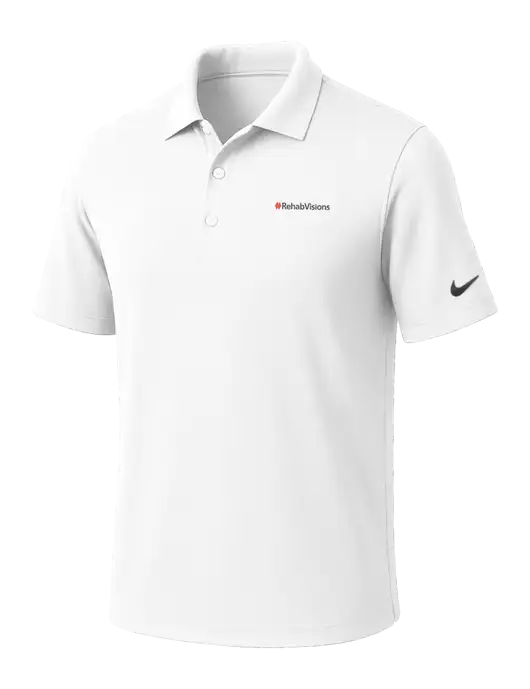 NIKE White Dri-Fit Micro Pique Polo w/RehabVisions Logo