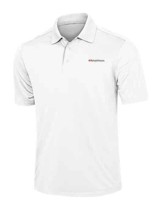 White Diamond Textured Jacquard Polo w/RehabVisions Logo