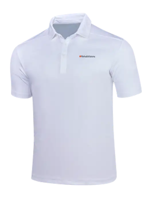 White Posi-UV Pro Polo w/RehabVisions Logo