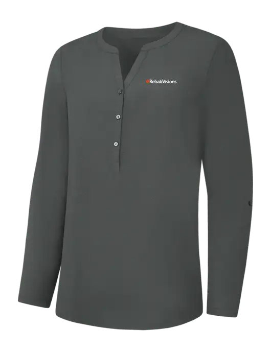 Dark Grey Womens Concept Henley Tunic w/RehabVisions Logo