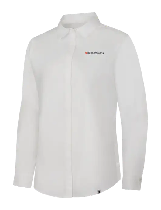 OGIO Womens White Commuter Woven Shirt w/RehabVisions Logo