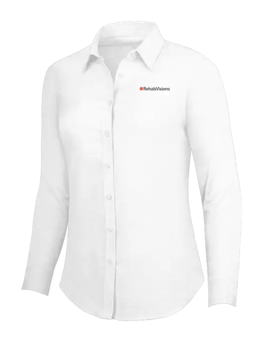 White Womens SuperPro Oxford Shirt w/RehabVisions Logo