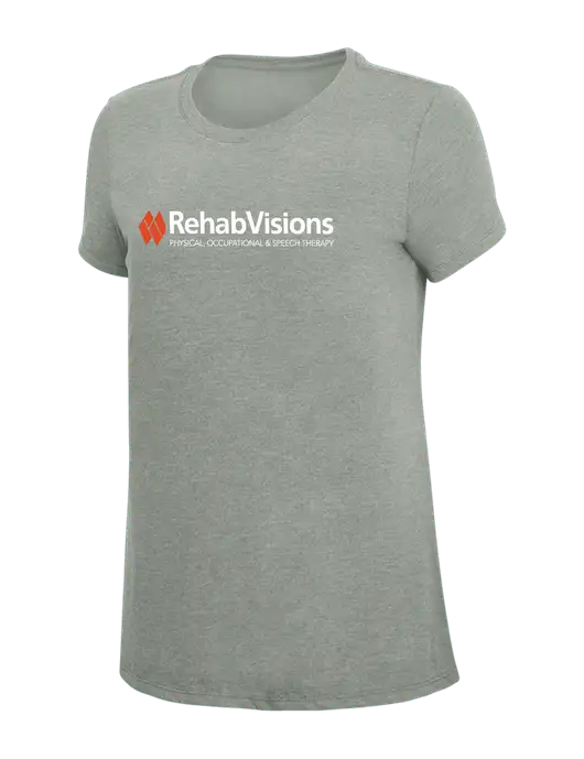 Womens Simply Soft Grey Frost 4.5oz  Poly/Combed Ring Spun Cotton T-Shirt w/RehabVisions Logo