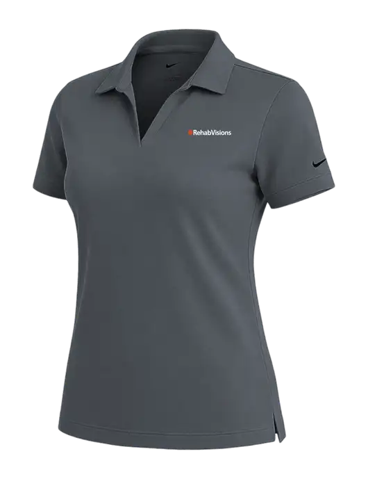 NIKE Dark Grey Womens Dri-Fit Micro Pique Polo w/RehabVisions Logo