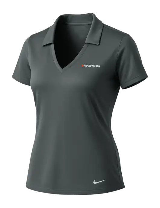 NIKE Dark Grey Womens Dri-Fit Vertical Mesh Polo w/RehabVisions Logo