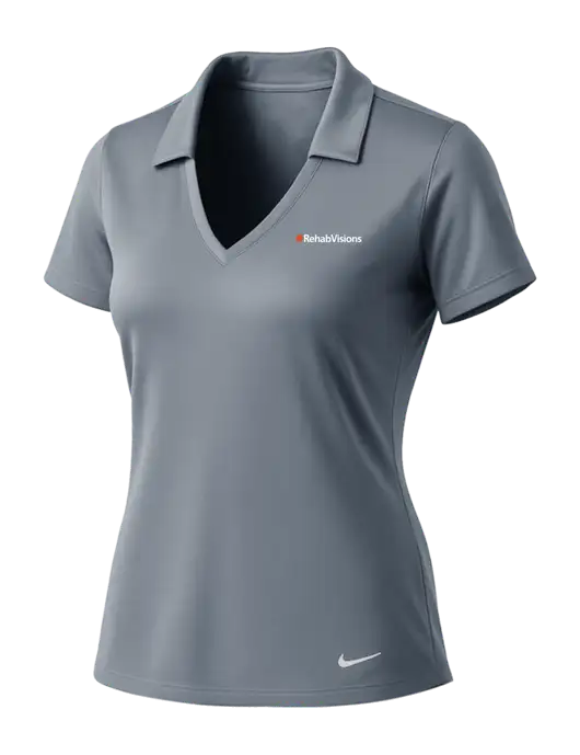 NIKE Medium Grey Womens Dri-Fit Vertical Mesh Polo w/RehabVisions Logo