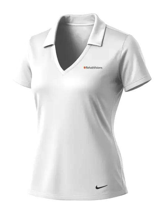 NIKE White Womens Dri-Fit Vertical Mesh Polo w/RehabVisions Logo