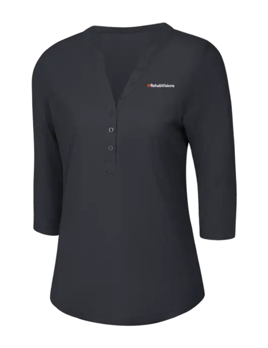 OGIO Charcoal Grey Jewel Henley w/RehabVisions Logo