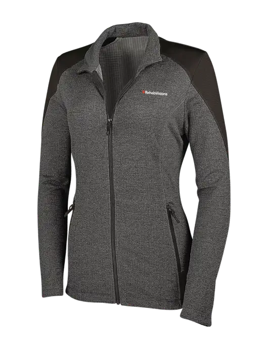 Medium Grey Heather Womens Grid Fleece Jacket w/RehabVisions Logo