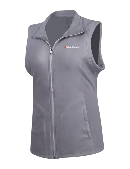 Medium Grey Womens Microfleece Vest w/RehabVisions Logo