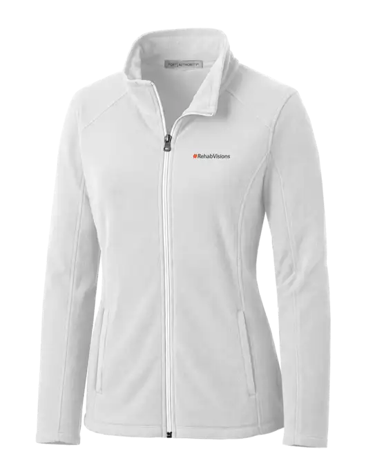 White Womens Microfleece Jacket w/RehabVisions Logo