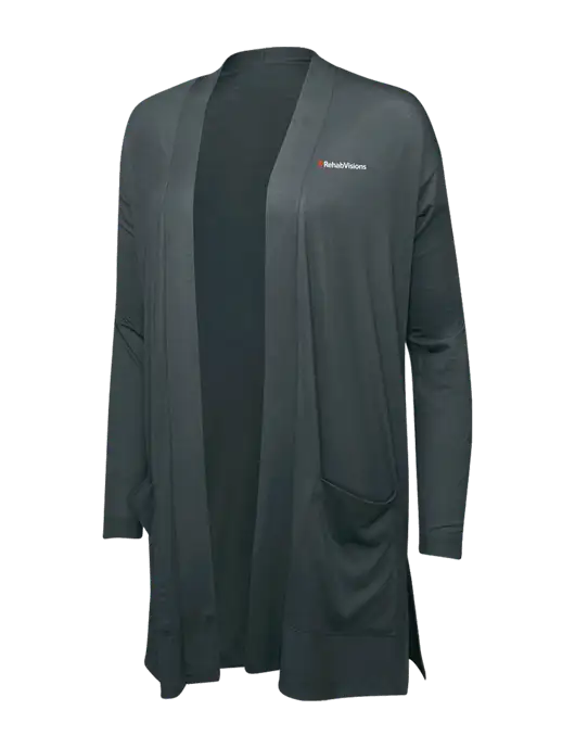Smoke Grey Womens Concept Long Pocket Cardigan w/RehabVisions Logo