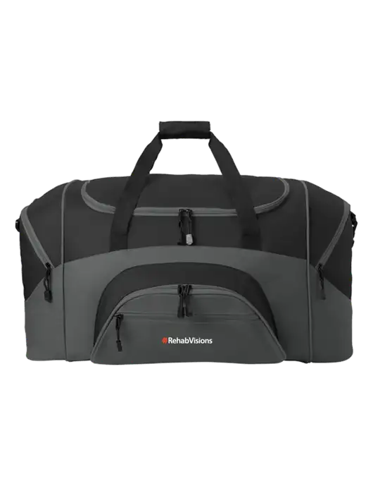 Standard Colorblock Black/Dark Grey Sport Duffel w/RehabVisions Logo