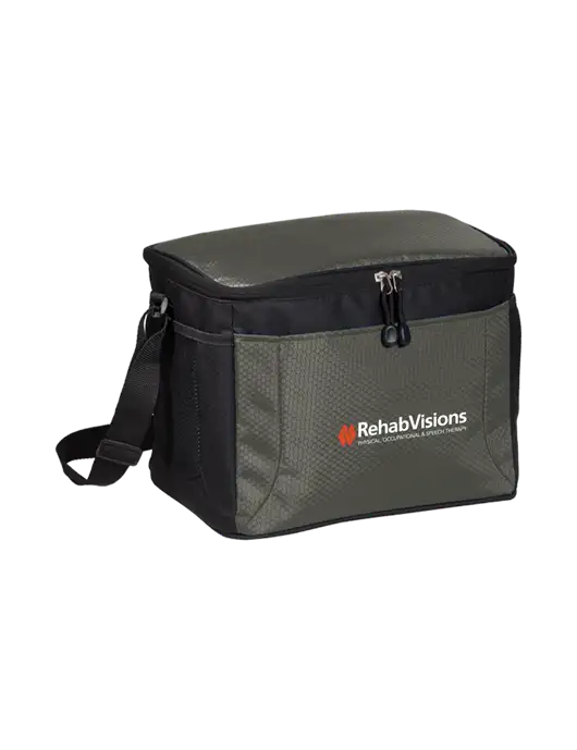 12 Can Grey/Black Cube Cooler w/RehabVisions Logo