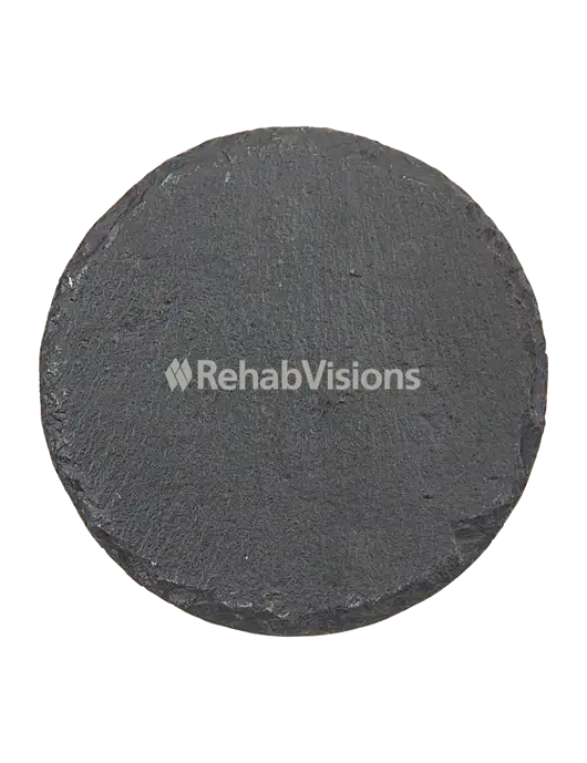 Round Slate Coaster w/RehabVisions Logo