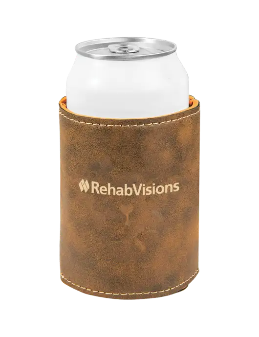 Rustic Leatherette Beverage Holder w/RehabVisions Logo