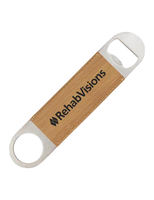 Bamboo Leatherette Bottle Opener w/RehabVisions Logo