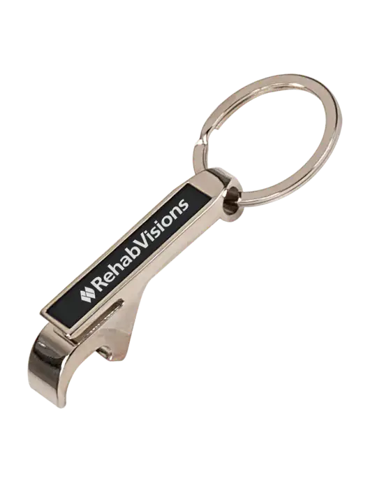 Black Bottle Opener Keychain w/RehabVisions Logo