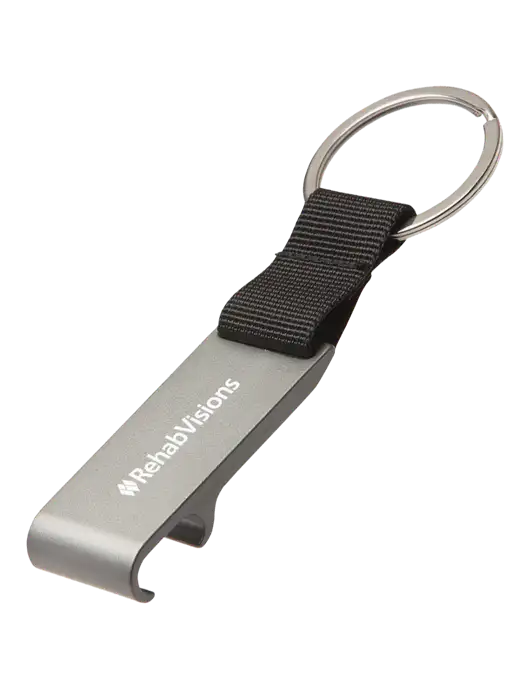 Gunmetal Bottle Opener & Key Ring w/RehabVisions Logo