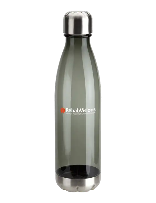 Bayside Tritan Smoke 25 oz Bottle with Stainless Base and Cap w/RehabVisions Logo
