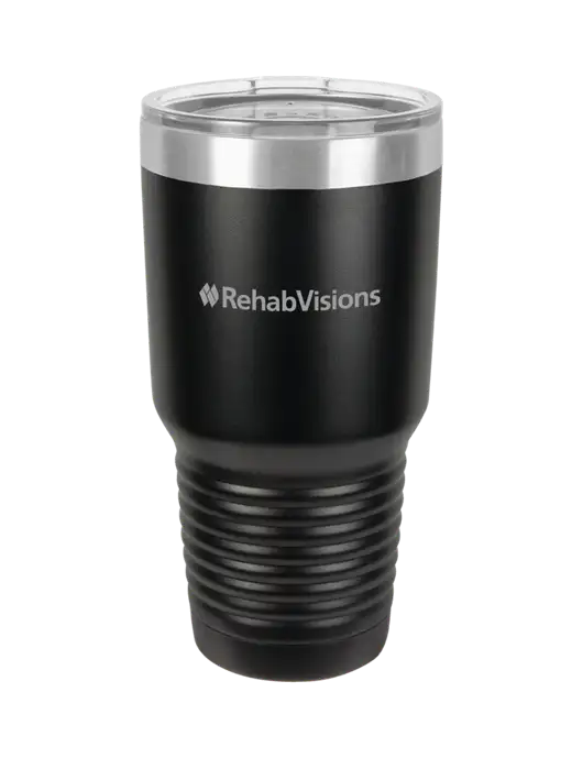 Polar Camel 30 oz Powder Coated Black Vacuum Insulated Tumbler w/RehabVisions Logo